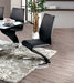 Contemporary Style Z-Shaped Chair Base 2pcs Dining Chairs Black Leatherette Chrome Finish Side Chair Dining Room Furniture - DTYStore