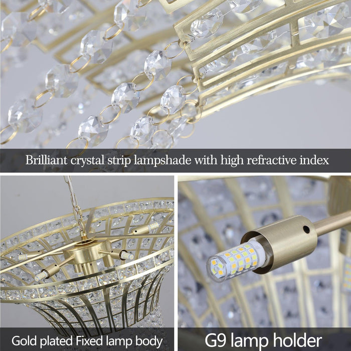 8-Light 23.6" Wide Crystal Waterfall Chandelier - DTYStore