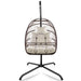 Swing Egg Chair with Stand Indoor Outdoor Wicker Rattan Patio Basket Hanging Chair with C Type bracket , with cushion and pillow,Patio Wicker folding Hanging Chair( Special construction cup holder - DTYStore