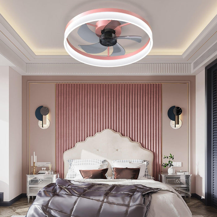 Ceiling Fans with Lights Dimmable LED Embedded installation of thin modern ceiling fans(Pink) - DTYStore