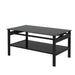 Glass Lift Top Coffee Table, Modern Simple 2-Layer Tempered Glass Coffee Table for Living Room, Black - DTYStore