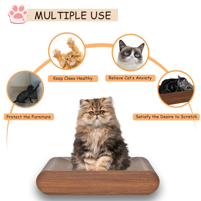 Cat Scratcher, Cardboard Lounge Bed, Bone Shape Design, Recyclable Corrugated Scratching Pad, Stable and Durable, Furniture Protector, Reversible, Wood