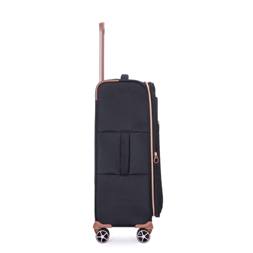 Lightweight Durable Black 4-Piece Softshell Suitcase Spinner Wheels Terylene Luggage Set - Image 10