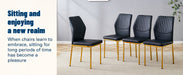 Luxury Simple Chair - Set of 6 BLACK PU Material High Resilience Dining Chair with Metal Gold Leg.The Chair Back Has a Vertical Stripe Design With Smooth And Uniform Lines. - DTYStore