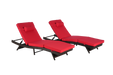 Outdoor Wicker Long Reclining Chair Set of 2 , Wicker Reclining Lounge Chair Lawn Sunbathing Chairs Recliner up to 150° Beach Poolside Garden - DTYStore