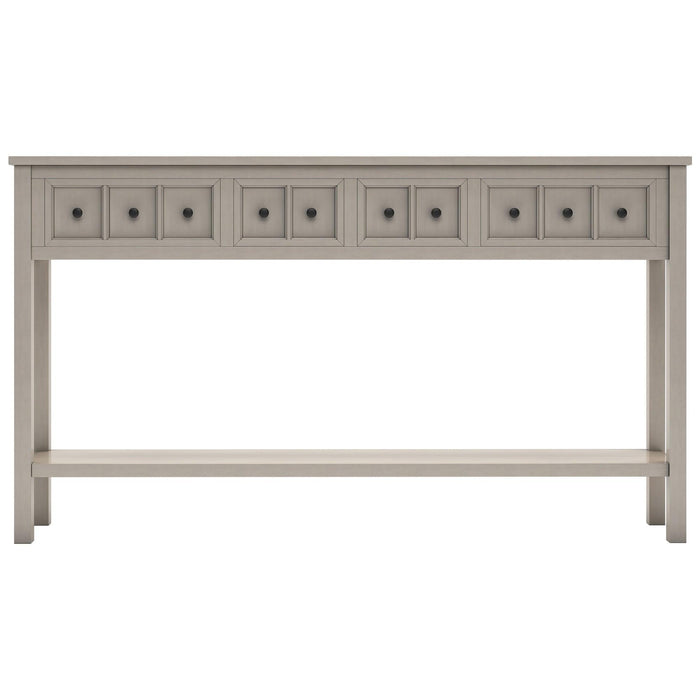 TREXM Rustic Entryway Console Table, 60" Long Sofa Table with two Different Size Drawers and Bottom Shelf for Storage (Gray Wash)