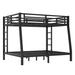 Metal Full XL over Queen Bunk Bed for Teens and Adults,Space-Saving/Noise Reduced/No Box Spring Needed,Black - DTYStore