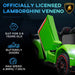 Lamborghini Veneno Licensed Kids Electric Car with Bluetooth, 12V Ride on Car with Butterfly Doors, Remote Control, Suspension System, Horn, Songs, Lights, Green - DTYStore