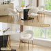 061-Set of 1 Teddy Fabric Dining Chairs With Curved Backrest and Golden Metal Legs for Kitchen or Dining Room ,White - DTYStore