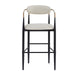 Barstools Set of 2, Counter Height Upholstered Bar Stools with Back for Kitchen Island, Beige Faux PU Leather Seating Black Iron Legs 260LBS Weight Capacity - DTYStore