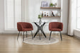 040-Set of 2 Boucle Fabric Dining Chairs With Black Metal Legs,Wine Red - DTYStore