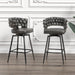 28' Technical Leather Woven Bar Stool Set of 2,Black legs Barstools No Adjustable Kitchen Island Chairs,360 Swivel Bar Stools Upholstered Counter Stool Arm Chairs with Back Footrest (Tan) - DTYStore