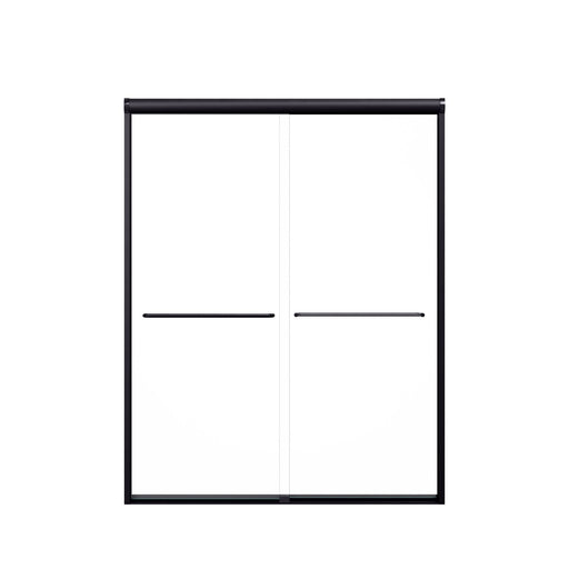Modern Semi-Frameless Double Sliding Shower Door with Matte Black Finish, 1/4' SGCC Tempered Glass, 56'-60'W x 72'H