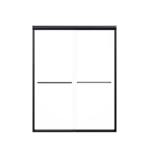 Modern Semi-Frameless Double Sliding Shower Door with Matte Black Finish, 1/4' SGCC Tempered Glass, 56'-60'W x 72'H - Image 1