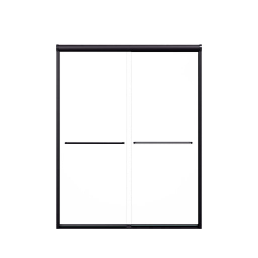 Modern Semi-Frameless Double Sliding Shower Door with Matte Black Finish, 1/4' SGCC Tempered Glass, 56'-60'W x 72'H
