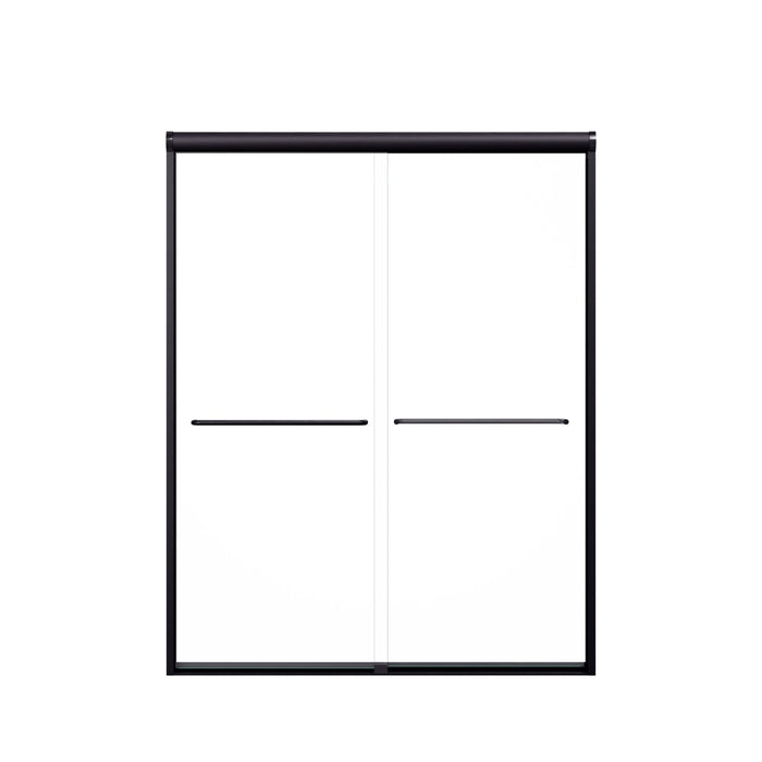 Modern Semi-Frameless Double Sliding Shower Door with Matte Black Finish, 1/4' SGCC Tempered Glass, 56'-60'W x 72'H