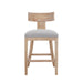 27' Counter Stools Set of 2, Upholstered Counter Height Bar Stools with Solid Rubber Wood Frame, Backrest, Footrest, Armless Barstools for Home Bar, Kitchen Counter, PEBBLE LINEN & Natural - DTYStore