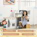 Kids Wooden Kitchen Playset with Sound Effects and Tons of Countertop Space, Wooden Corner Play Kitchen Set with Washing Machine, Imaginative Toy Pretend Restaurant, Ages 3-6, White - DTYStore