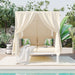 U_Style Outdoor Patio Sunbed with Curtains, High Comfort, Suitable for Multiple Scenarios - DTYStore