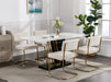 Furniture,Modern Dining Chairs with Corduroy Fabric,Gold Metal Base, Accent Armless Kitchen Chairs with Channel Tufting, Side Chairs, Set of 2, Beige - DTYStore