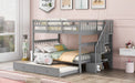 Stairway Full-Over-Full Bunk Bed with Twin size Trundle, Storage and Guard Rail for Bedroom, Dorm - Gray(OLD SKU :LT000210AAE) - DTYStore