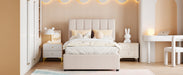 Twin Size Upholstered Platform Bed with a Hydraulic Storage System, Beige - DTYStore