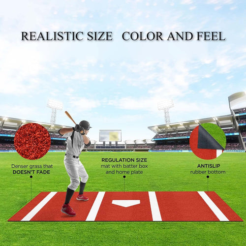 Premium Baseball Batting Mat: 10x3.8 ft Indoor/Outdoor Portable Baseball Softball Hitting Mat, Non-slip Rubber Bottom Batting Cage Mat with Home Plate for Batter, Pitcher and Catcher Training - Image 10