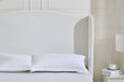 Hannah Upholstered Wingback Bed Size King / Tall 54" Headboard Upholstered King Bed / Premium Cream White Chenille / Minimalist Designs / No Box Spring Needed / Easy Assembly / King - DTYStore