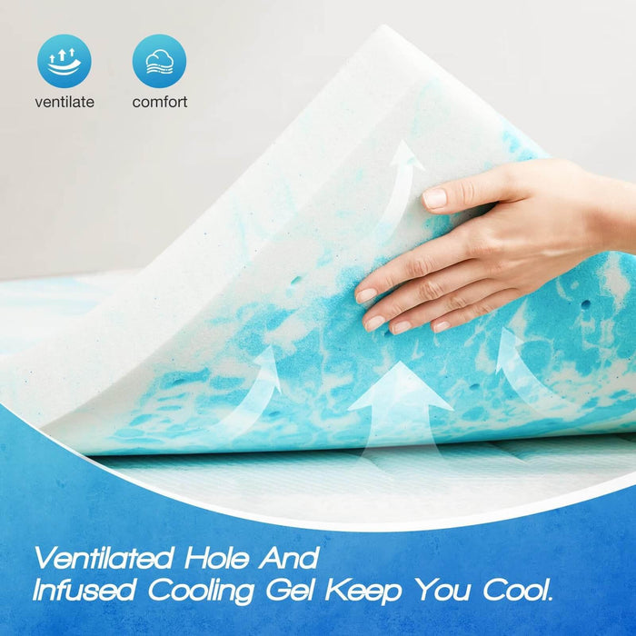 Memory Foam Cooling Gel Swirl Infused Bed Topper for Back Pain,2 Inches,Queen - DTYStore