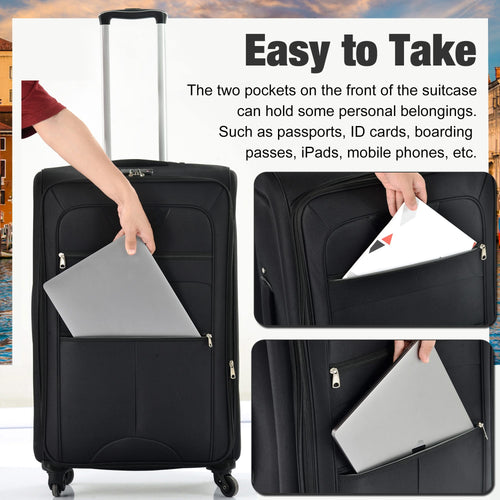 Softside Luggage Expandable 3 Piece Set Suitcase with Duffel Bag Upright Spinner Softshell Lightweight Luggage Travel Set - Image 17