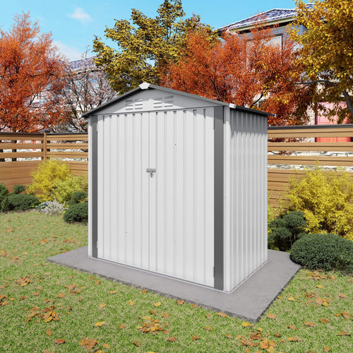 6X3.5FT Garden Tool Shed Metal Storage Shed with Peaked Roof Waterproof Lockable Door White - Image 4