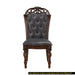 Formal Dining Chairs Set of 2 Cherry Finish Button-Tufted Faux Leather Upholstered Traditional Dining Room Furniture Elegant Classic - DTYStore