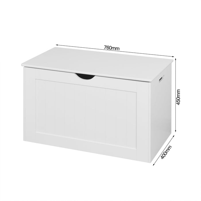 White Lift Top Entryway Storage Cabinet with 2 Safety Hinge, Wooden Toy Box - DTYStore