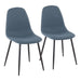 Pebble Contemporary Chair in Black Steel and Blue Fabric by LumiSource - Set of 2 - DTYStore