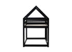 Twin over Twin Rubber Wood Floor Bunk Bed, with ladder,Guardrails,House-Shaped-Bunk Bed, Black - DTYStore