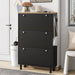 Narrow Design Tipping Bucket Shoe Cabinet with 3 Flip Drawers, Wood Grain Pattern Top Entryway Organizer with 3 Hooks, Free Standing Shoe Rack with Adjustable Panel for Hallway, Black - DTYStore