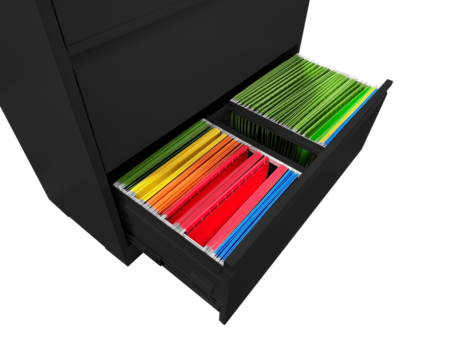 Lateral File Cabinet 2 Drawer, Black Filing Cabinet with Lock, Lockable File Cabinet for Home Office, Locking Metal File Cabinet for Legal/Letter/A4/F4 Size
