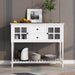 Sideboard Console Table with Bottom Shelf, Farmhouse Wood/Glass Buffet Storage Cabinet - DTYStore