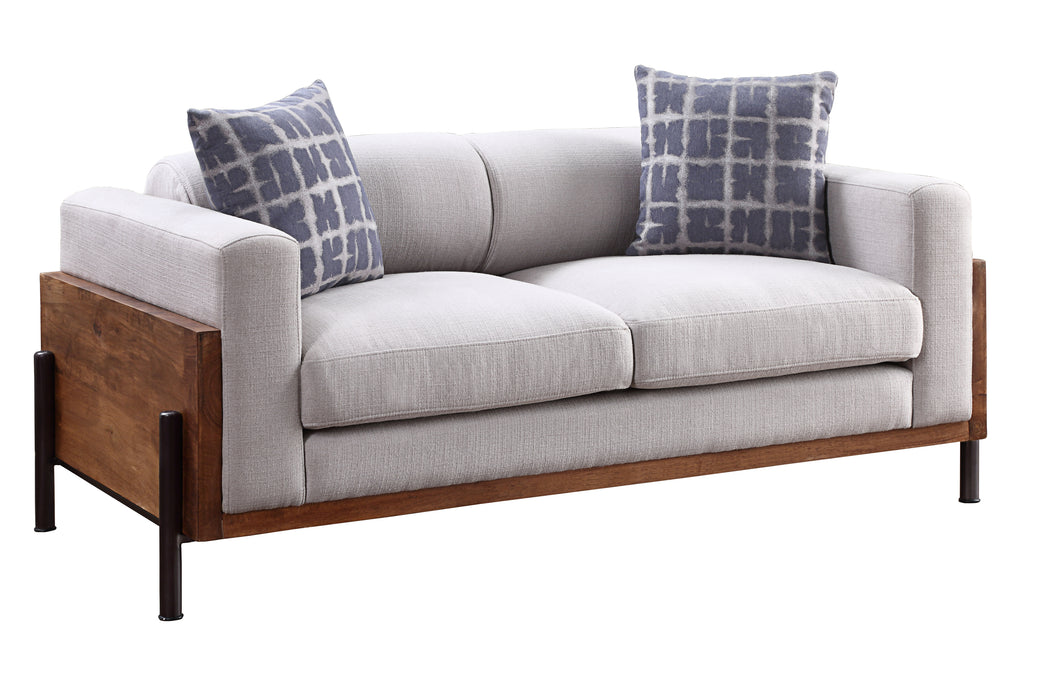 Pelton Fabric & Walnut Finish Living Room Seating Collection — Sofa Loveseat Chair