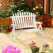 Outsunny Outdoor Wooden Rocking Chair, Double-Person Rustic Adirondack Rocker with Slatted Seat, High Backrest, Armrests for Patio, Garden and Porch, White - DTYStore