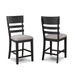 2pc Black/Gray Counter Height Chair Upholstered Seat Ladder Back Wooden Dining Room Furniture - DTYStore