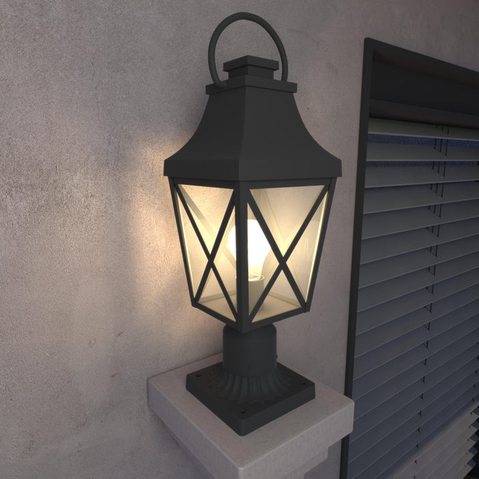 Outdoor Post Light,Lamp Post Light Fixture,Post Lantern with Pier Mount Base,Textured Black,21.3in,Suitable for Gardens, Yards or Entrances (2 pack)
