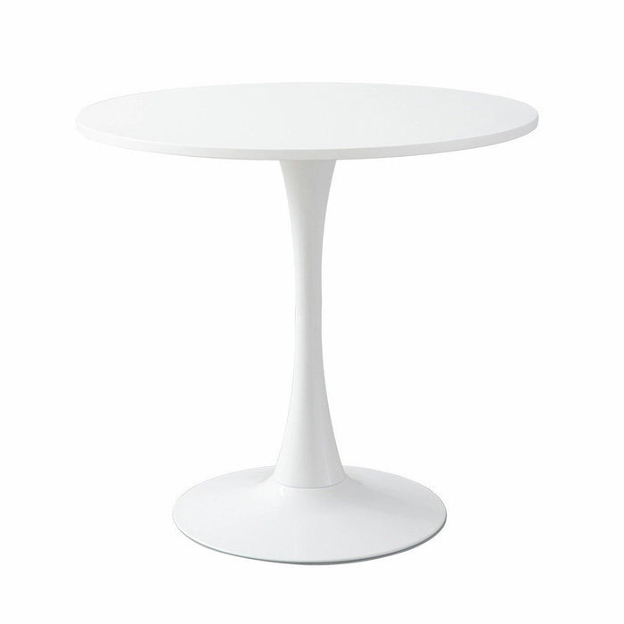 White Round Table, Modern Dining Table, MDF Top and Steel B0ase Tulip Round Kitchen Table, Mid Century Coffee Table for Living Room 24 Inch.