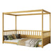 Twin Size Canopy Bed Frame with Guardrails for Kids,Floor Bed Twin with Four Poster Design,Kids Montessori Floor Bed,Wood Canopy Bed Frame for Girls,Boys(Twin,Natural) - DTYStore