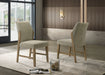 Eden Set of 2 Beige Linen Dining Chair with Rustic Oak Finish Legs - DTYStore
