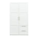 High wardrobe and kitchen cabinet with 2 doors, 2 drawers and 5 storage spaces,white - DTYStore