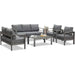 5 Pieces Outdoor All-Weather Conversation Set, Sectional Sofa, Aluminum Couch - Dark Gray Cushions - DTYStore
