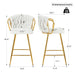 Modern design High stool Gold Plated legs Kitchen Dining White linen bar chair, suitable for Cafe Bar Restaurant (set of 2) - DTYStore