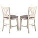 Set of 2 Counter Hight Chairs with X-Cross Back, White and Grey - DTYStore