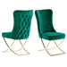 PrimeNest Noblesse Collection Upholstered Gold Legged Dining Chair, Set of 2, Green - DTYStore